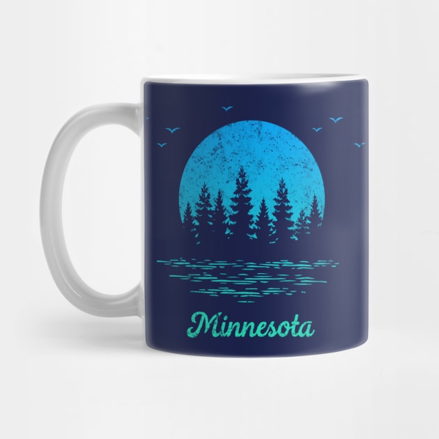 Minnesota Trees Sunset Lake Nature Outdoors Graphic Cool Vintage Souvenir by Pine Hill Goods